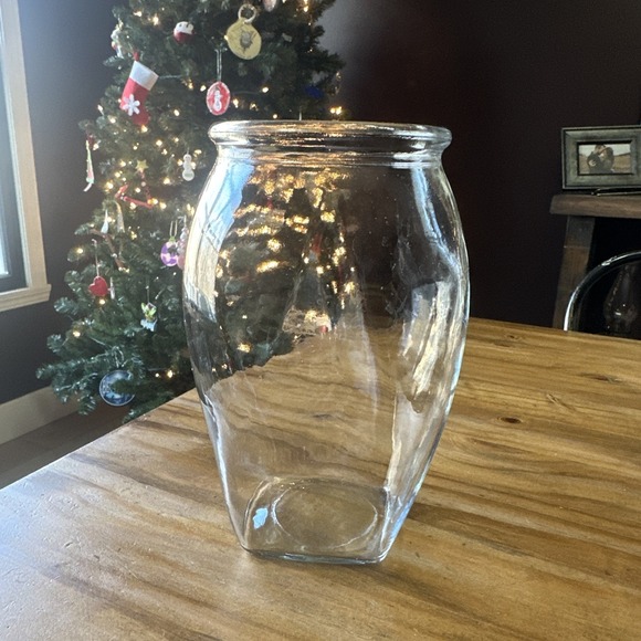 Other - Large Twisted Glass Vase Clear Glass